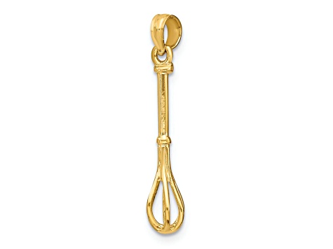 14k Yellow Gold Polished 3D Whisk Charm