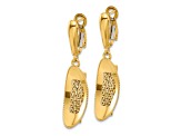 14K Yellow Gold Polished and Textured Omega Back Dangle Earrings