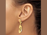 14K Yellow Gold Polished and Textured Omega Back Dangle Earrings