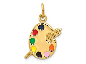 Picture of 14k Yellow Gold Multi-color Enameled Artist Palette Charm Pendant
