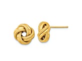 14k Yellow Gold 10mm Polished and Textured Double Love Knot Stud Earrings