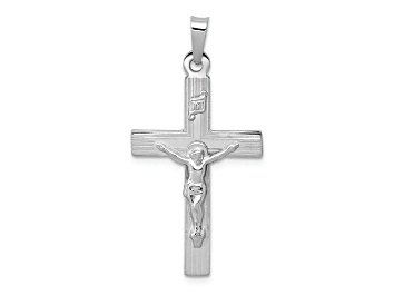 Picture of Rhodium Over 14k White Gold Textured INRI Crucifix Charm