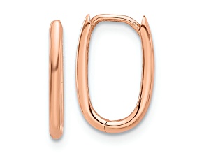 14k Rose Gold Polished 1/2" Oval Hinged Hoop Earrings