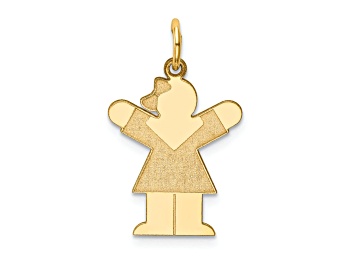 Picture of 14k Yellow Gold Satin Girl with Bow Kid Charm