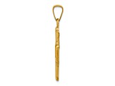 14K Yellow Gold Polished and Satin Four Way Medal Hollow Pendant