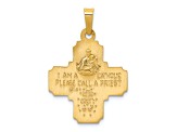 14K Yellow Gold Polished and Satin Four Way Medal Hollow Pendant