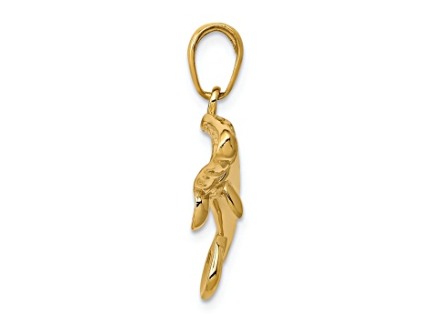 14k Yellow Gold Solid Polished Manatee Pendant