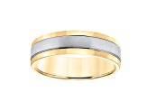 6mm Comfort Fit Band with Brushed Finish in 10k Yellow Gold with White Rhodium