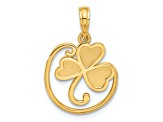 14K Yellow Gold Polished and Satin Fancy Clover Charm