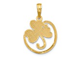 14K Yellow Gold Polished and Satin Fancy Clover Charm