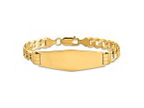 14k Yellow Gold Polished Curb Link Soft Diamond Shape ID Bracelet