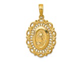 14K Yellow Gold Oval Miraculous Medal Pendant