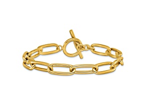 14K Yellow Gold Paperclip Link 7.5 inch Toggle Bracelet
