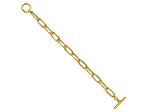 14K Yellow Gold Paperclip Link 7.5 inch Toggle Bracelet