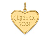 14K Yellow Gold Polished Class of 2024 Heart Charm