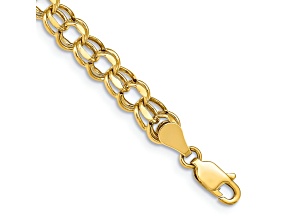 14k Yellow Gold 5.5mm Double Link Charm Bracelet