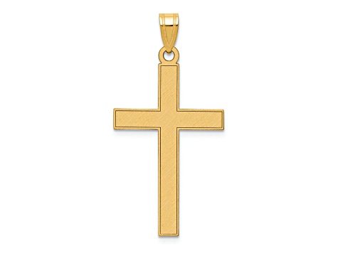 14k Yellow Gold Florentine Satin Cross Pendant