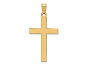 14k Yellow Gold Florentine Satin Cross Pendant