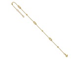 14K Yellow Gold Polished Diamond-cut Beads with 1-inch Extension Anklet