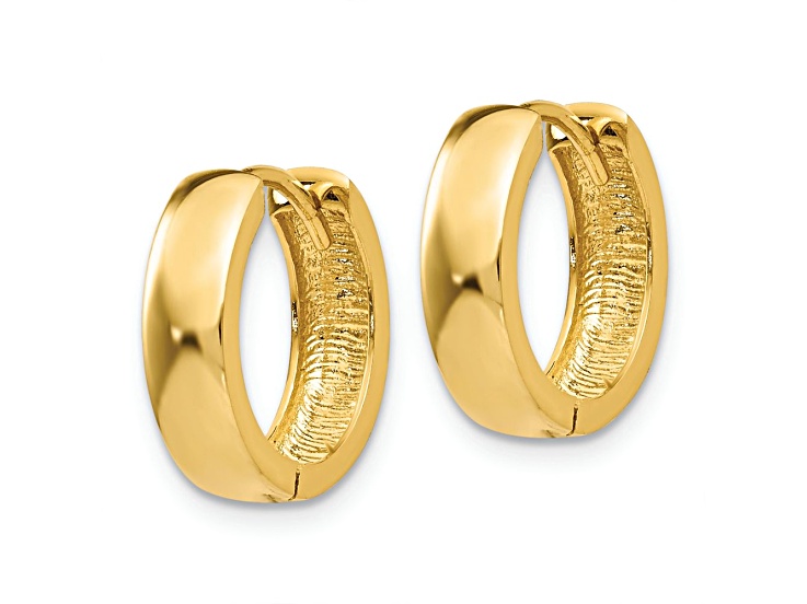 14k Yellow Gold 1/2" Round Hinged Hoop Earrings
