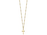 14K Yellow Gold Polished and Diamond-cut Cross with 2-inch Extension Necklace