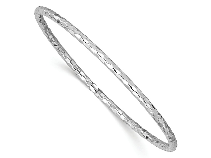 アクセサリー CTHY BANGLE RHODIUM SILVER Rhodium Over Sterling Silver Polish/Diamond-cut 3