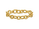 14K Yellow Gold Round and Twisted Oval Link 8 Inch Bracelet