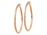 14k Rose Gold 1 3/4" Knife Edge Diamond-Cut Hoop Earrings