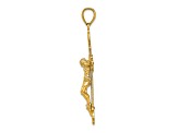 14K Yellow Gold Engraved Crucifix Charm