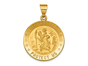 18k Yellow Gold Satin Saint Christopher Medal Pendant
