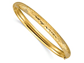14K Yellow Gold 4/16 Laser Cut Hinged Bangle Bracelet
