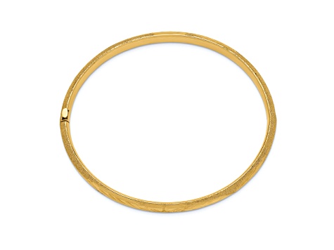 14K Yellow Gold 4/16 Laser Cut Hinged Bangle Bracelet