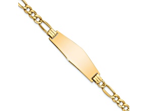 14k Yellow Gold Soft Diamond Shape Figaro Link ID Bracelet