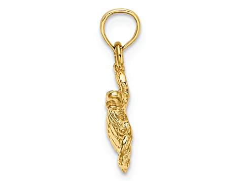 14K Yellow Gold Textured Sea Turtle Charm