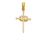 14K Yellow Gold Polished Infinity Circles Cross Charm Pendant