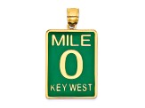 14k Yellow Gold Enameled Mile Marker 0/ KEY WEST Charm