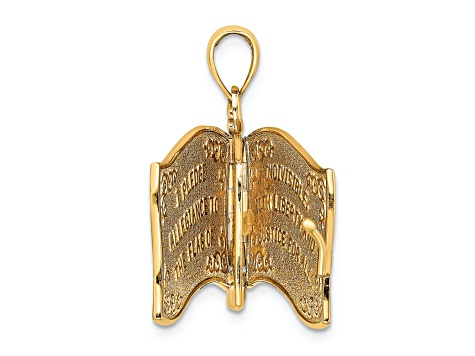 14k Yellow Gold with Enamel 3D Pledge Of Allegiance Flag Book Charm