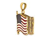 14k Yellow Gold with Enamel 3D Pledge Of Allegiance Flag Book Charm
