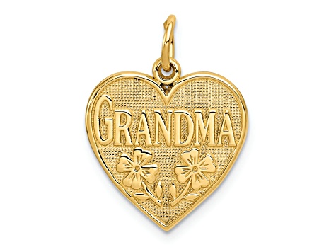 14k Yellow Gold Textured Grandma Heart Pendant