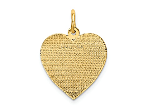 14k Yellow Gold Textured Grandma Heart Pendant
