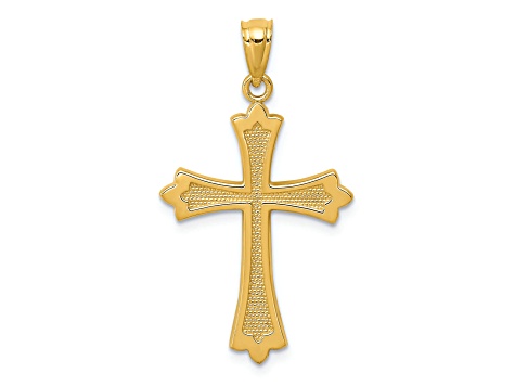 14K Yellow Gold Budded Cross Pendant