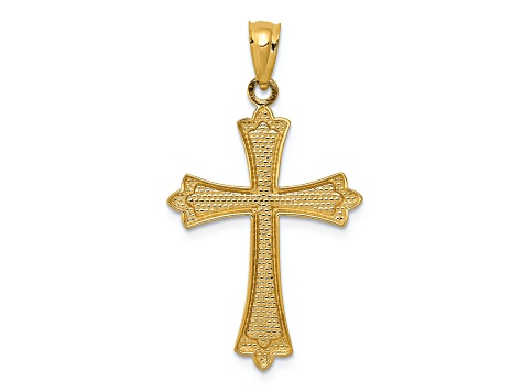 14K Yellow Gold Budded Cross Pendant