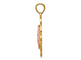 14K Yellow and Rose Gold Rose Virgin Mary Pendant