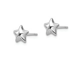 Rhodium Over 14K White Gold Polished Small Puffed Star Stud Earrings