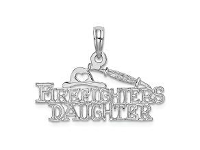 Rhodium Over 14k White Gold FIREFIGHTER'S DAUGHTER Charm