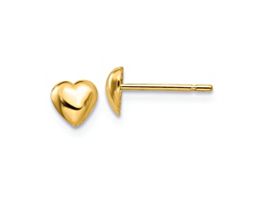14k Yellow Gold Polished 5mm Heart Stud Earrings
