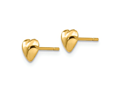 14k Yellow Gold Polished 5mm Heart Stud Earrings