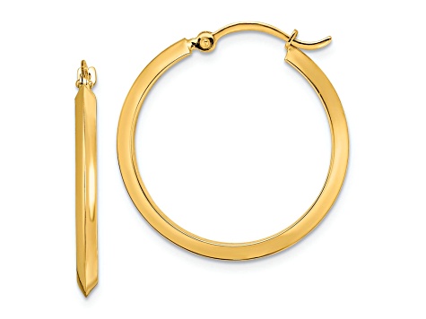 14k Yellow Gold Polished 1.02" Hoop Earrings