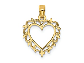 14k Yellow Gold Heart with Lace Trim Pendant