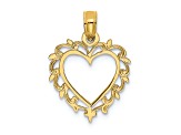 14k Yellow Gold Heart with Lace Trim Pendant